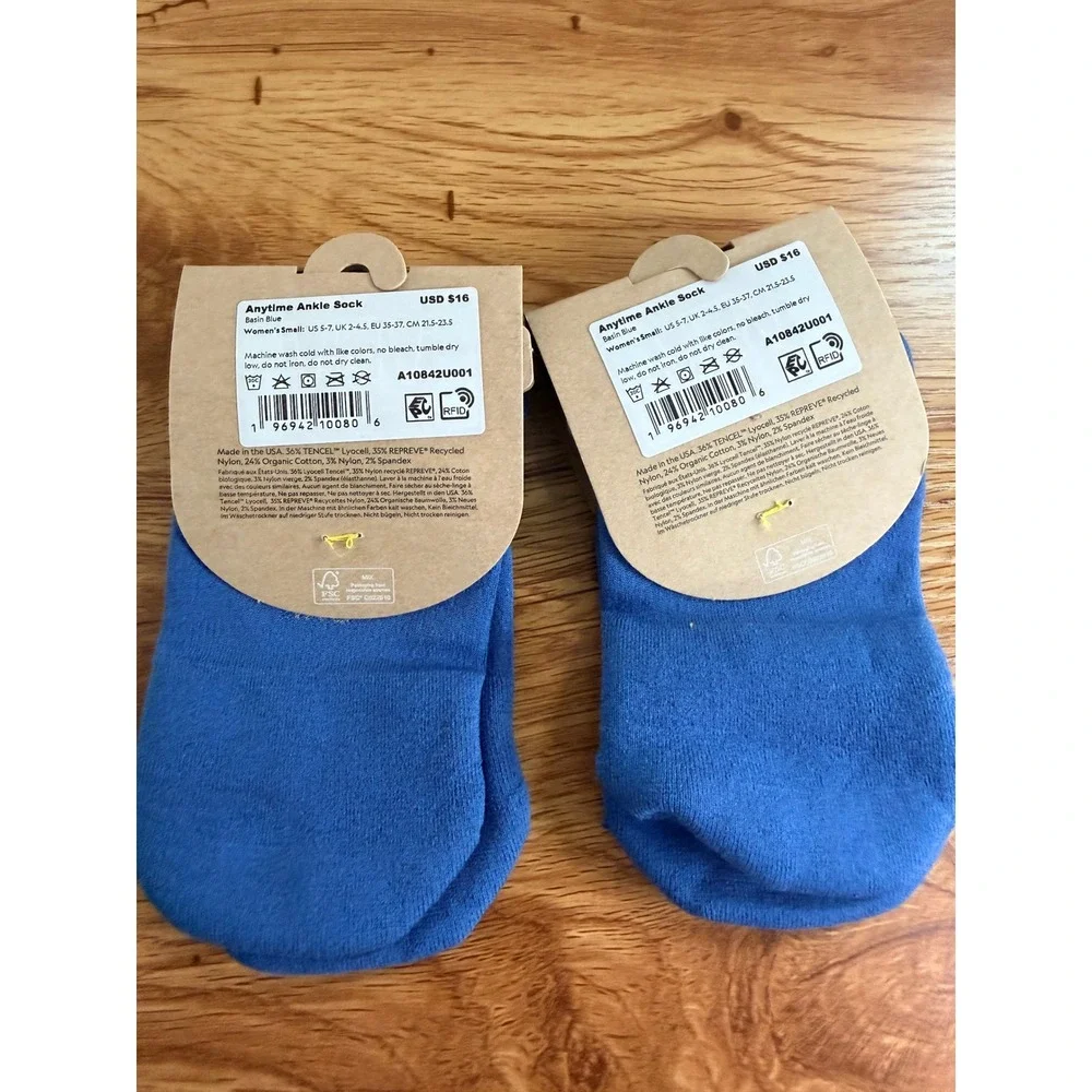 NWT Allbirds Anytime Ankle Sock 2 Pack Basin Blue Sustainable Knit Small US 5-7